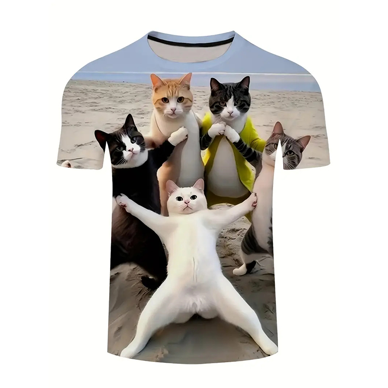 Popular Anime Merchandise - نمط القط مضحك تي شيرت ملابس